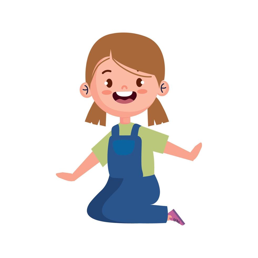 happy litttle girl knneling vector