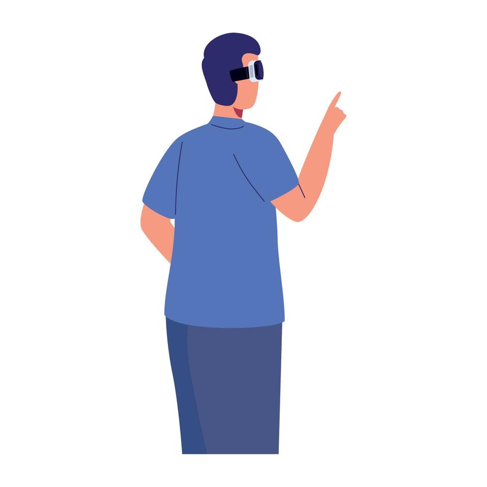 man with vr mask vector