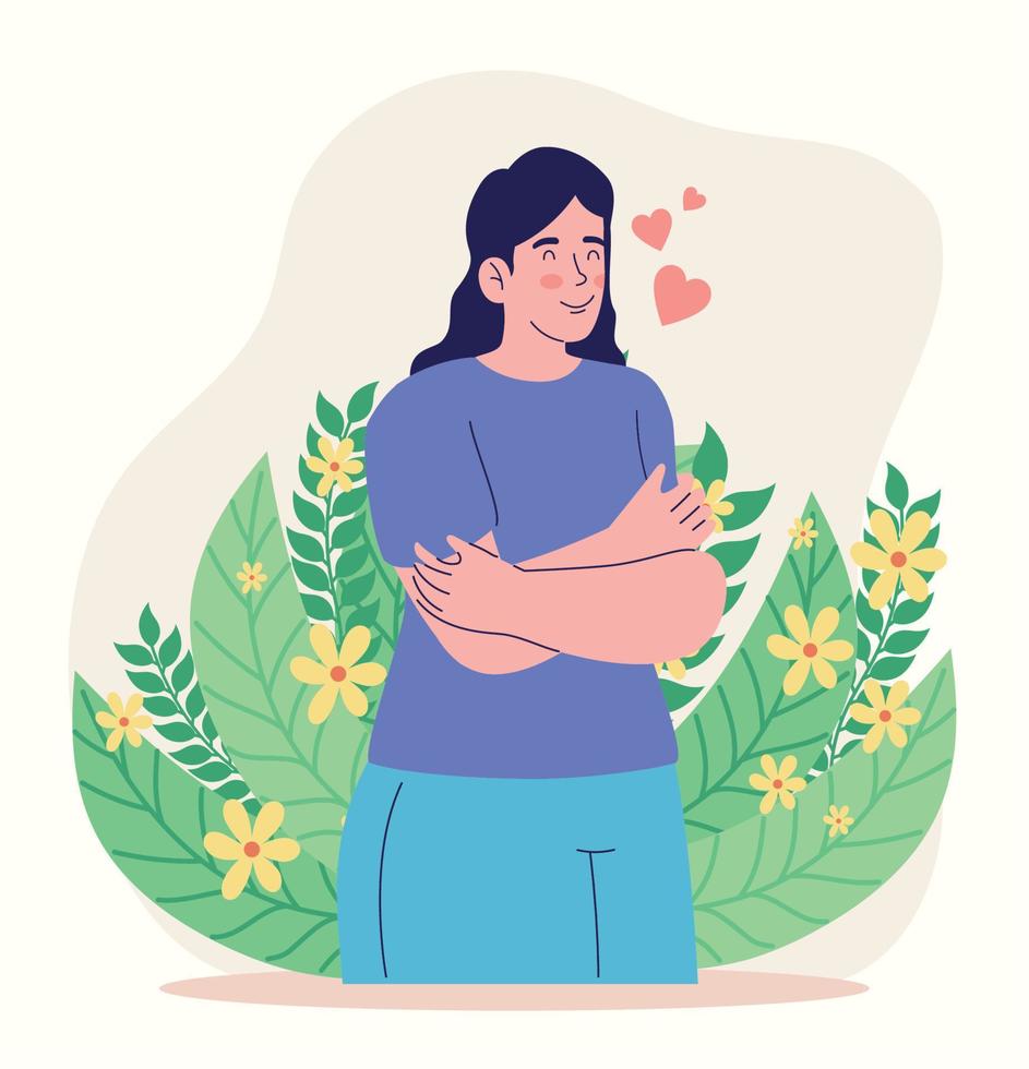 woman in garden vector