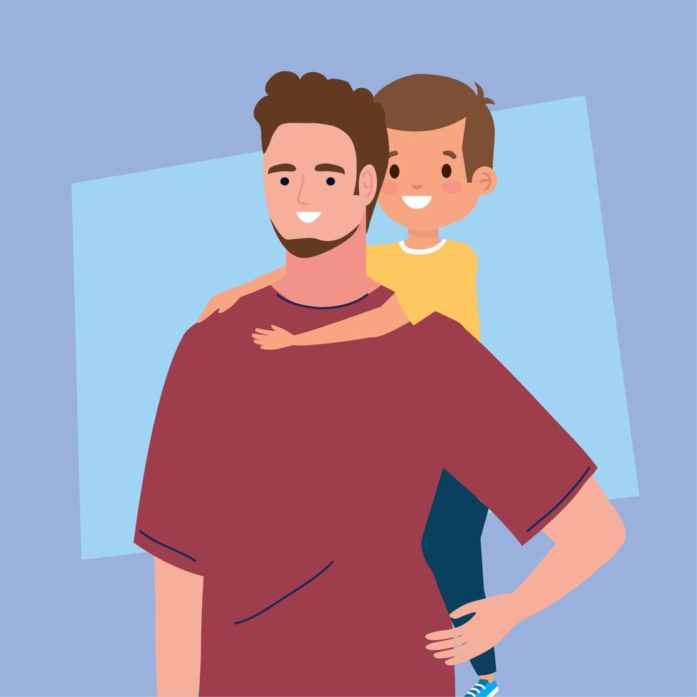 papá con hijo vector