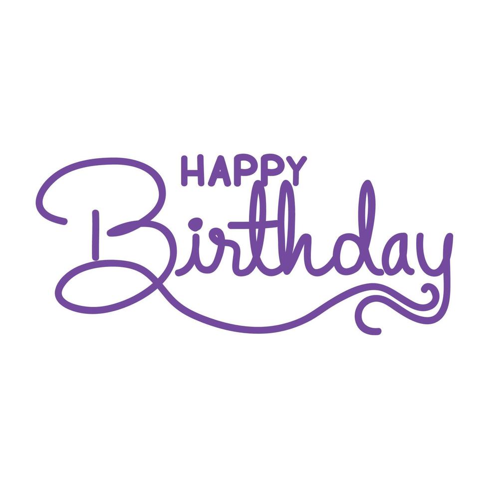 happy birthday purple lettering vector