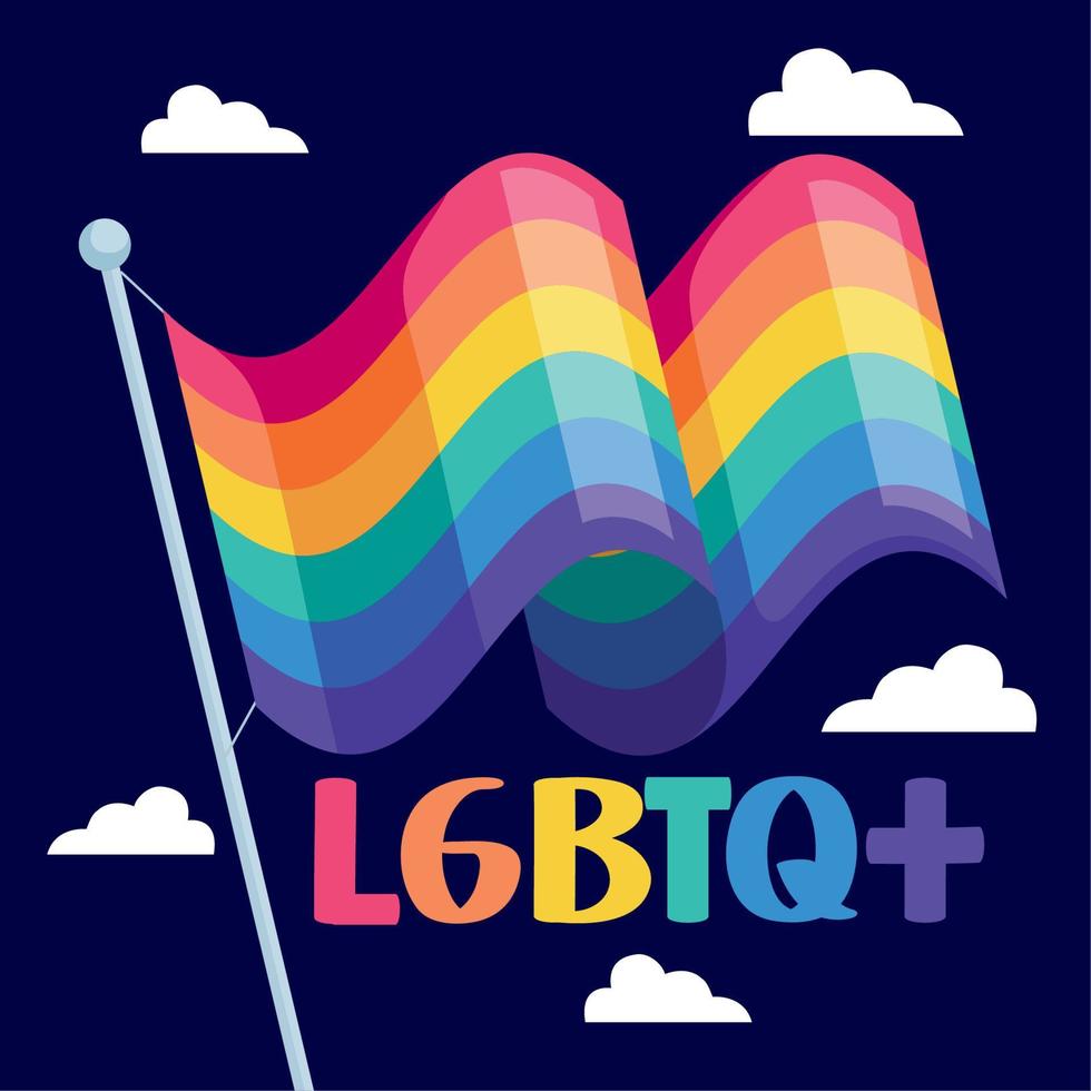 letras lgtbi con bandera vector