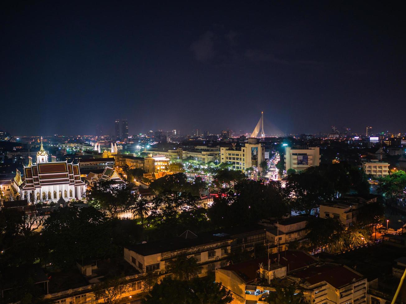 Bangkok Cityscape  view from golden mount at wat saket temple Thailand.The landmark travel destination of bangkok city thailand photo