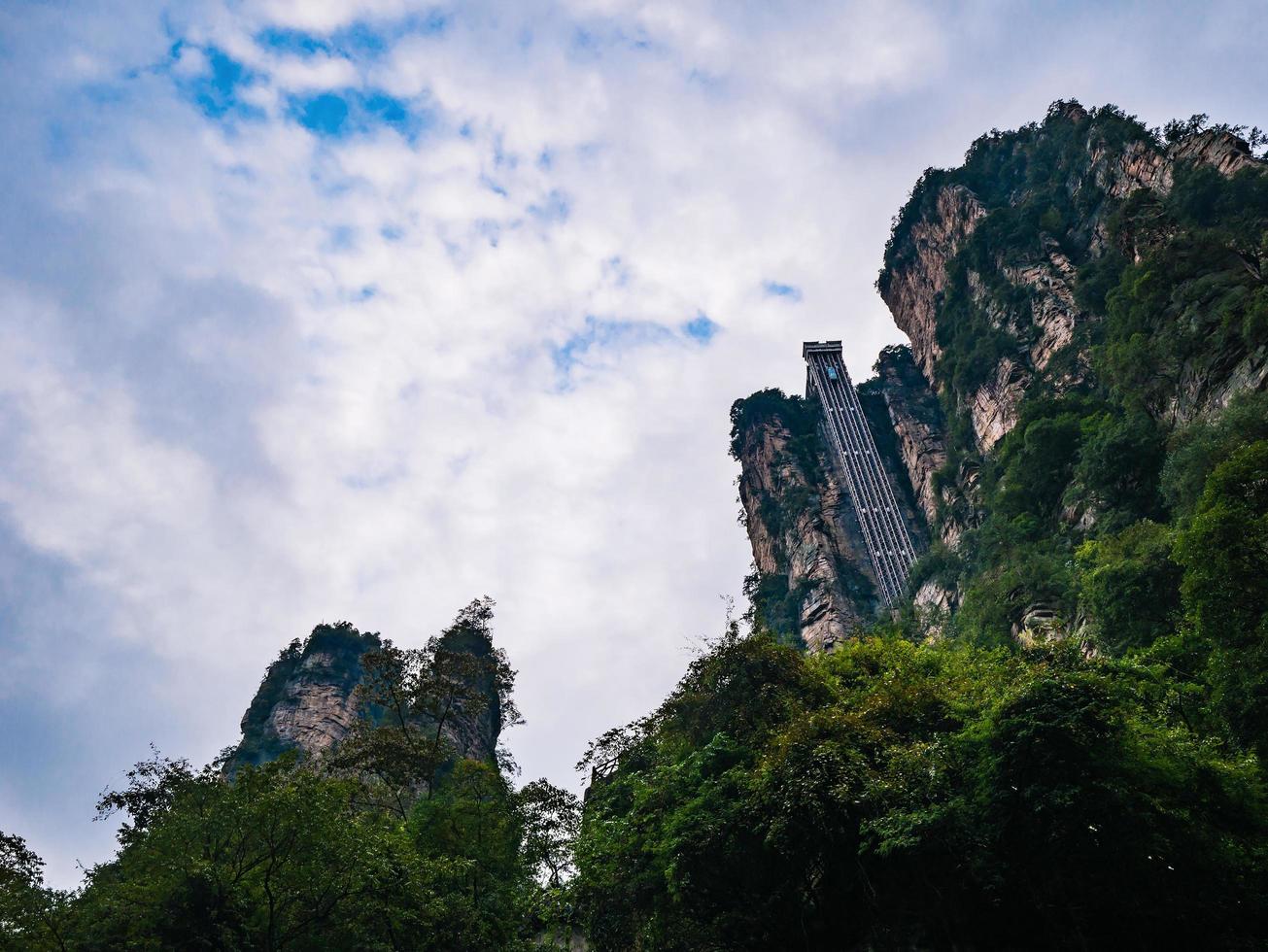 Bailong elevator of Zhangjiajie National Forest Park in Wulingyuan District Zhangjiajie City China.bailong elevator The Highest Outdoor Elevator in The World photo