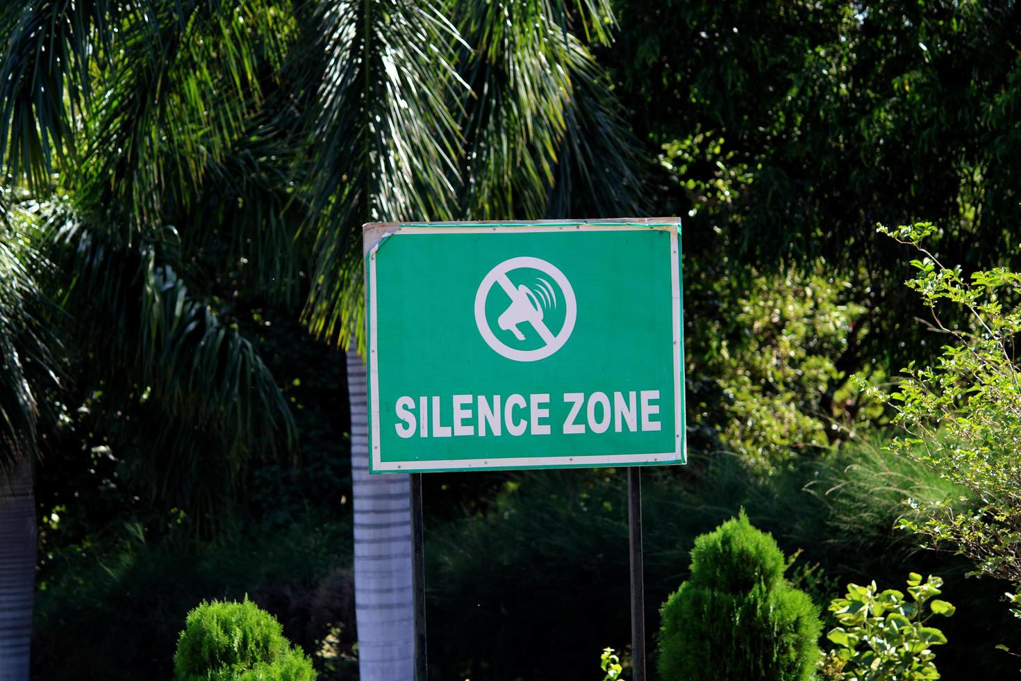 Vijayapura, Karnataka, June 14, 2022 - Silent Zone Board Hanging in Almatti Garden. photo