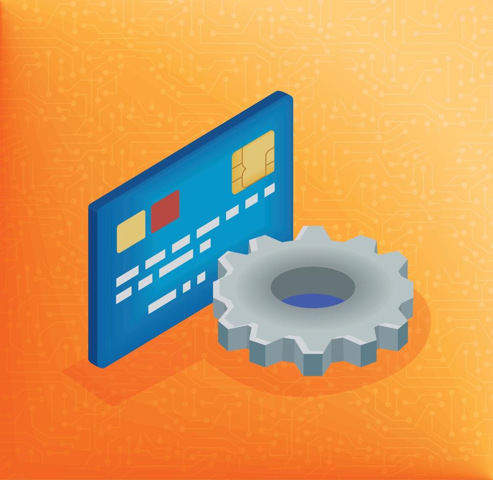 credit card with gear vector