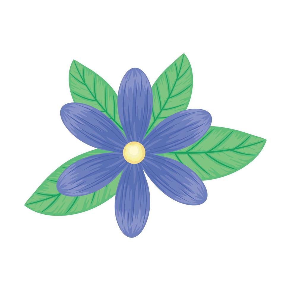 purple flower and leafs vector