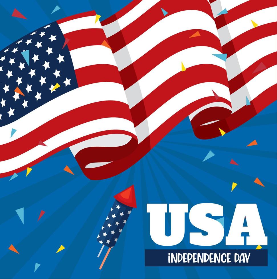 Usa independence day lettering card vector