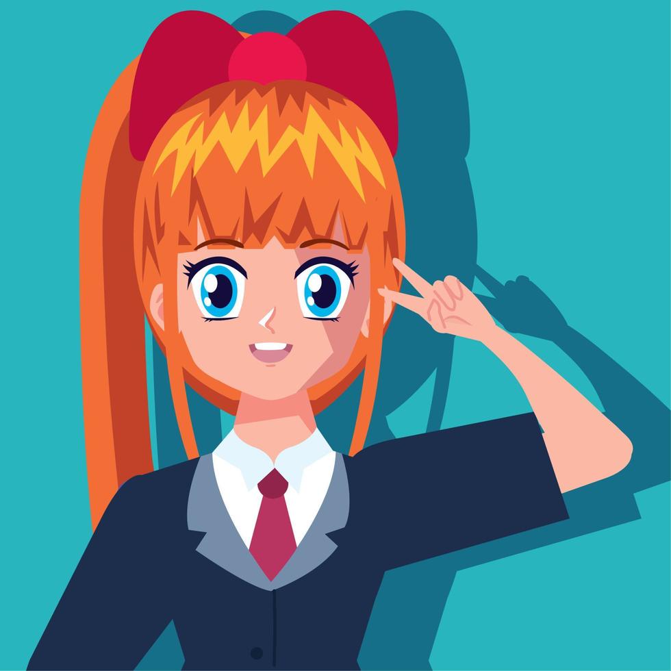 chica pelirroja con uniforme vector