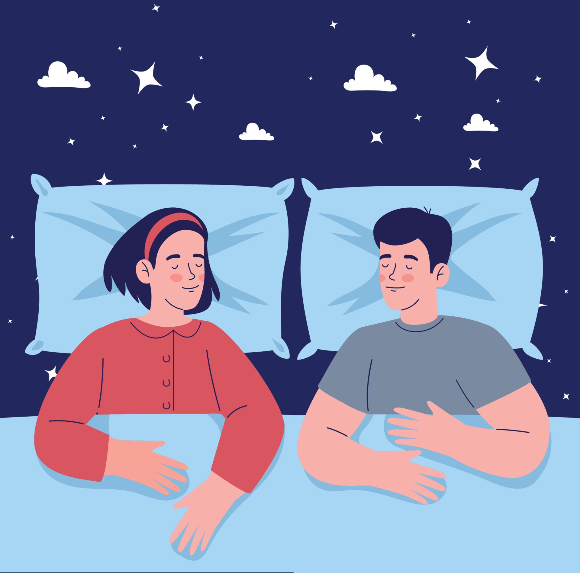 couple sleeping with pillows 11250762 Vector Art at Vecteezy