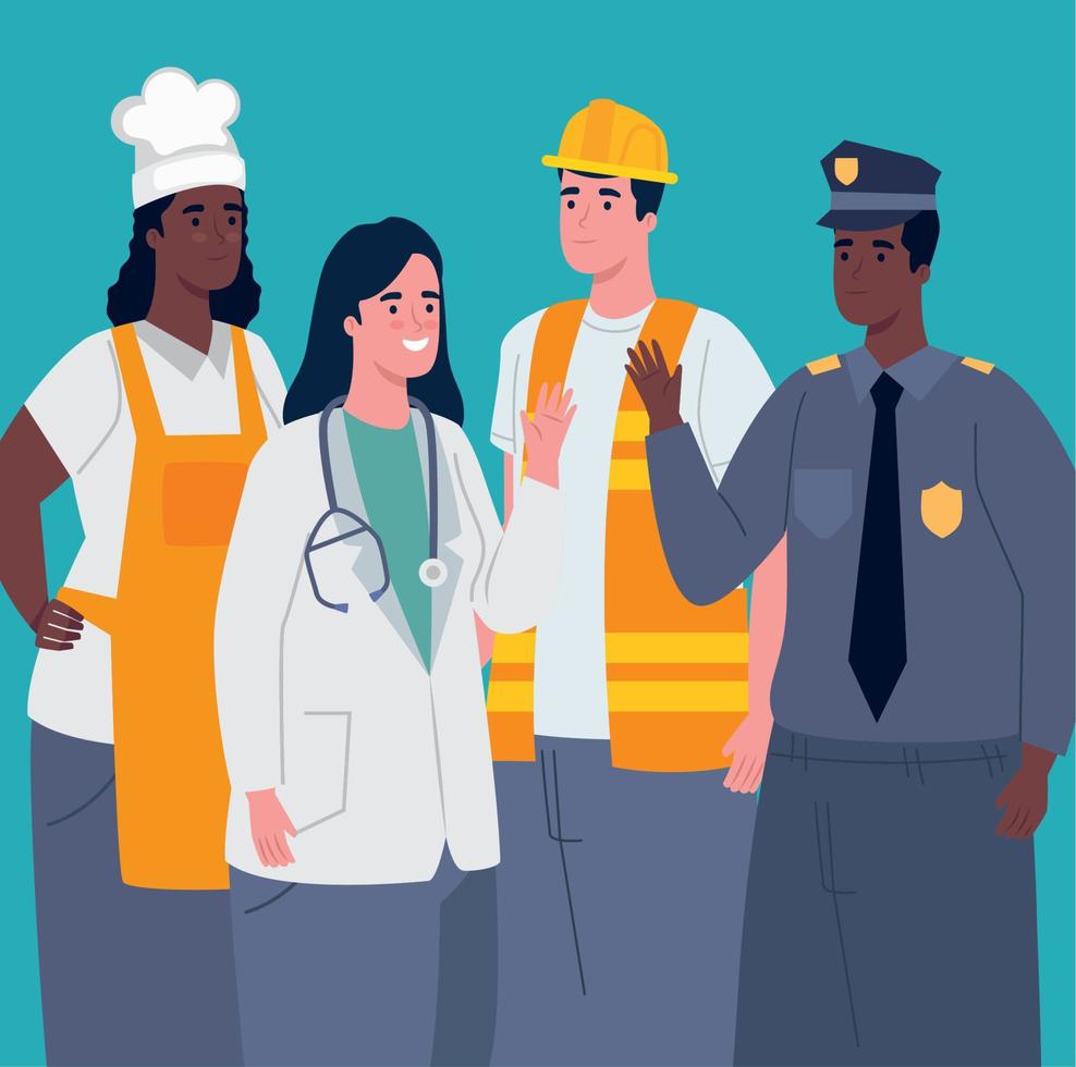 four professional workers characters vector