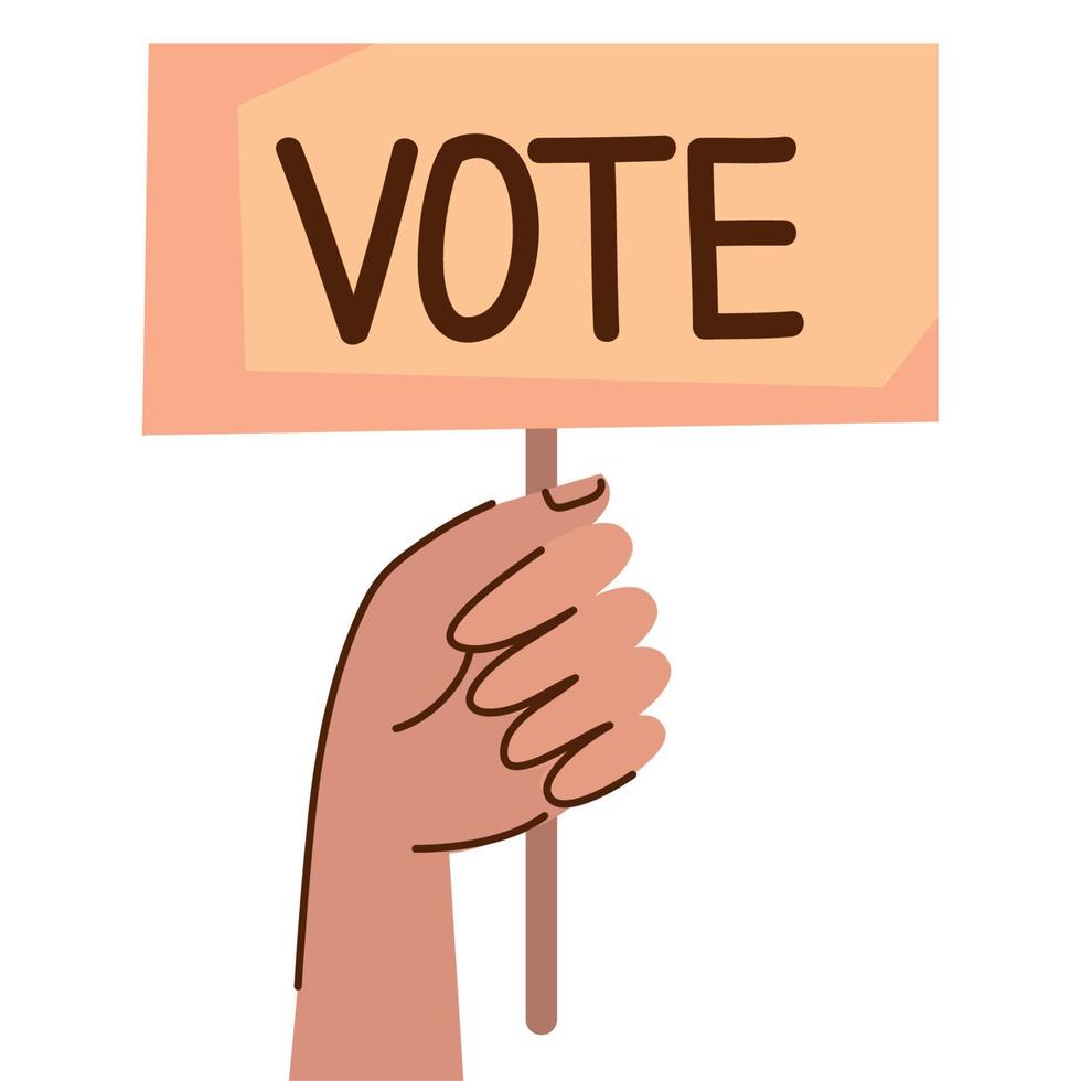 mano con pancarta de voto vector