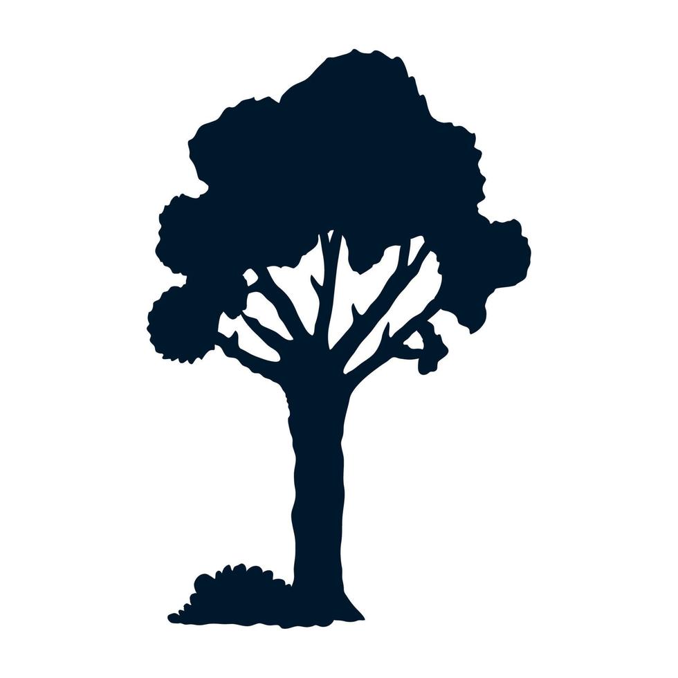 three and bush silhouette vector