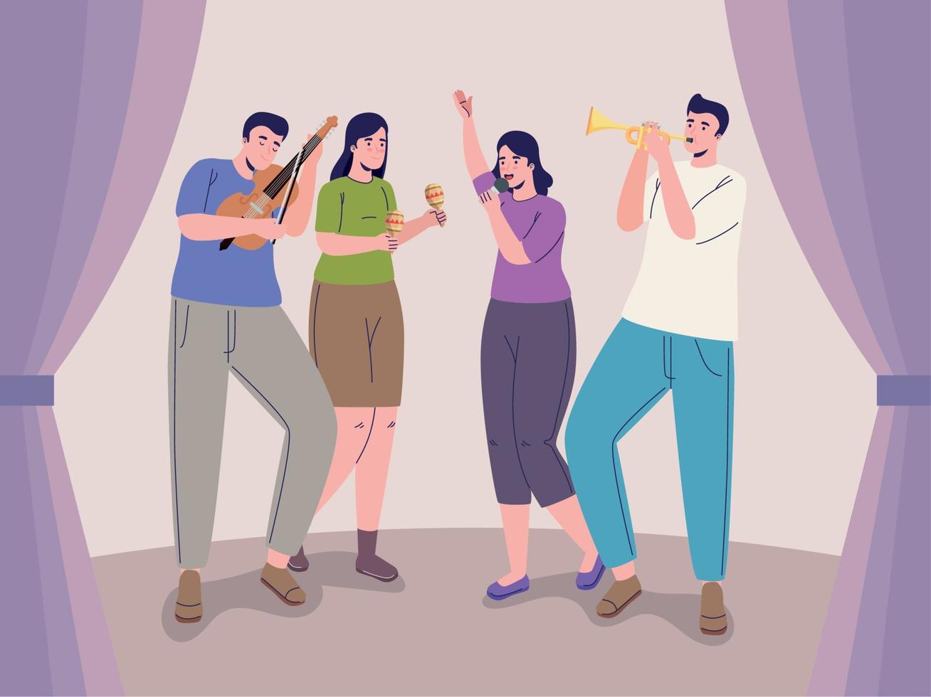 music concert with four musicians vector