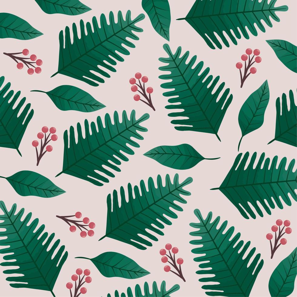 branches with seeds and leafs pattern vector