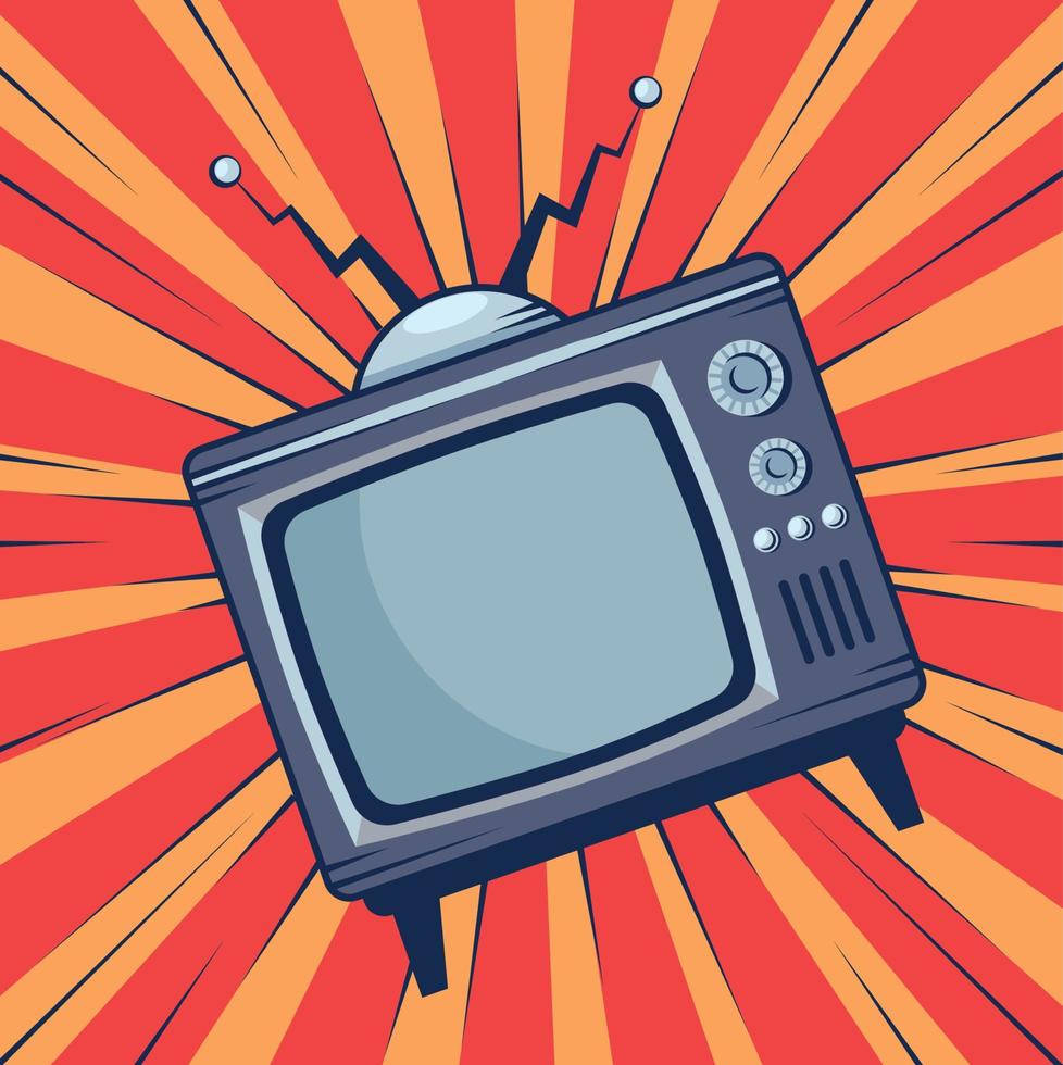 tv retro style poster vector