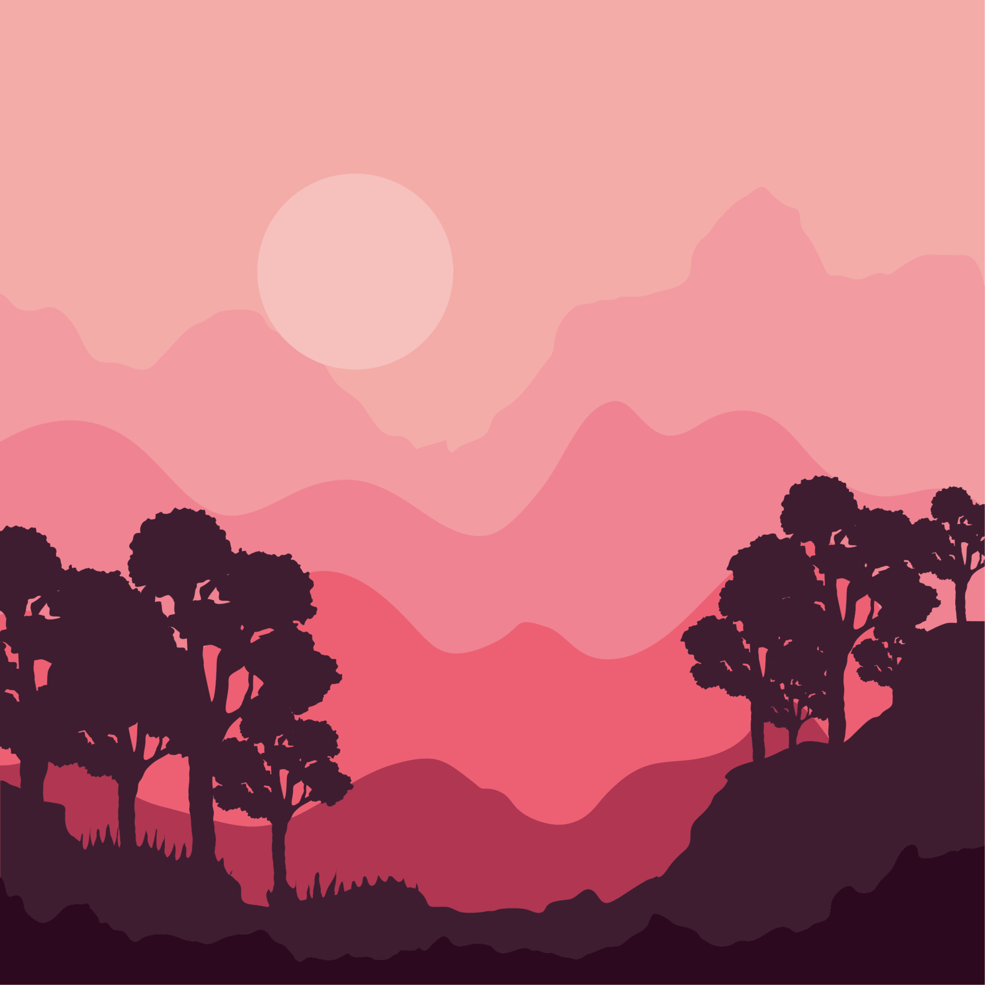 trees and sunset landscape 11250942 Vector Art at Vecteezy