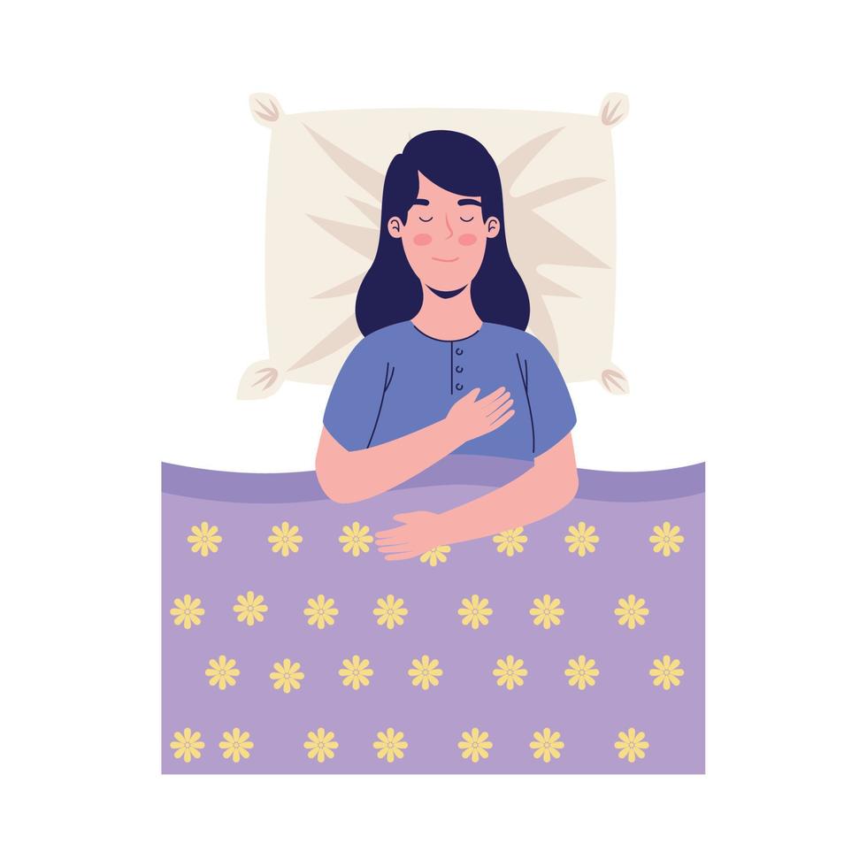 mujer durmiendo protegida vector