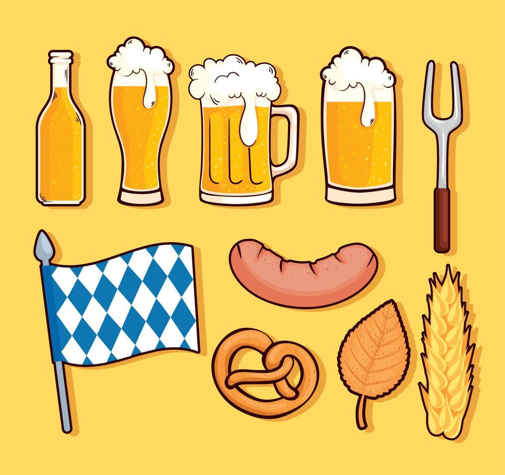 ten oktober fest icons vector