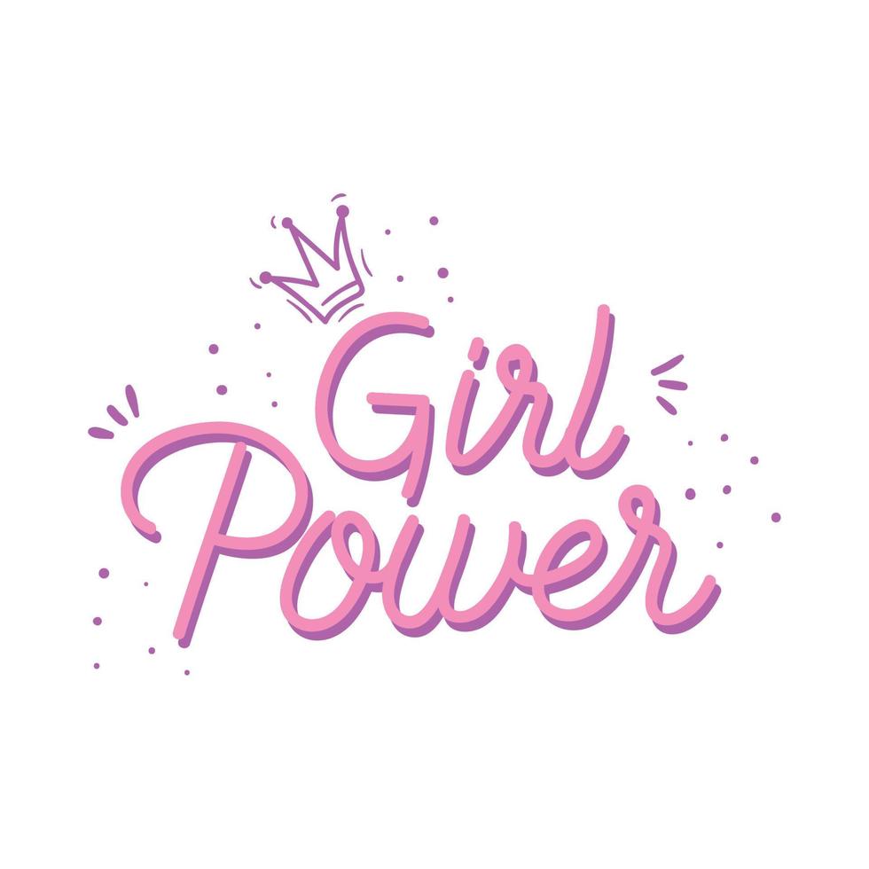 girl power lettering calligraphy vector