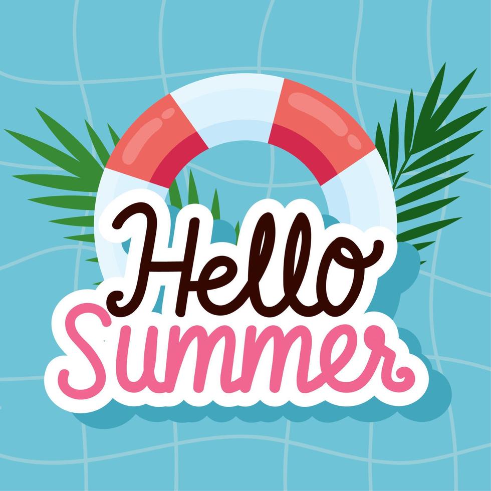 hello summer season lettering vector