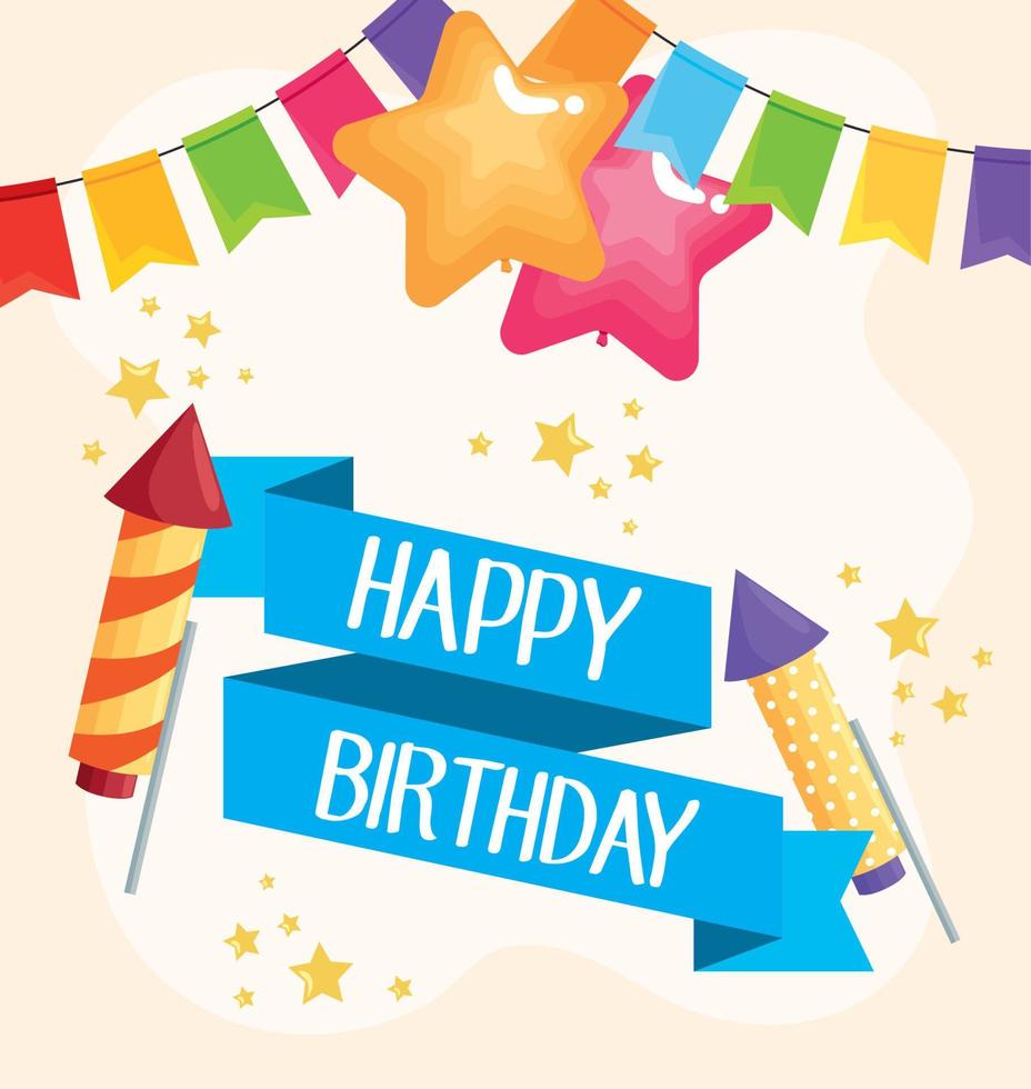 happy birthday lettering frame vector