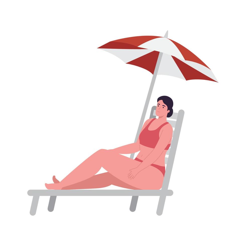 woman in beach chair vector