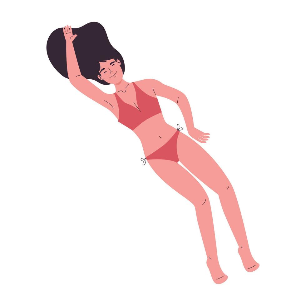 woman tanning with swimsuit vector