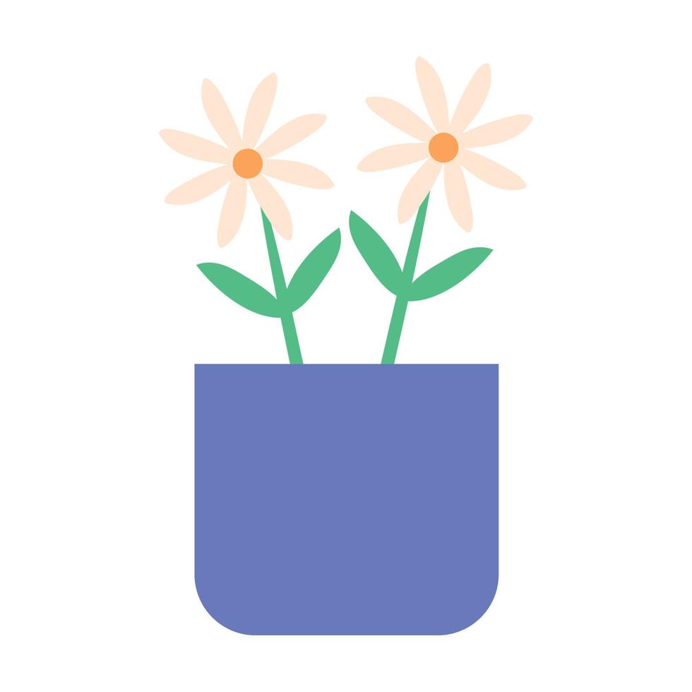 flowers in purple pot vector