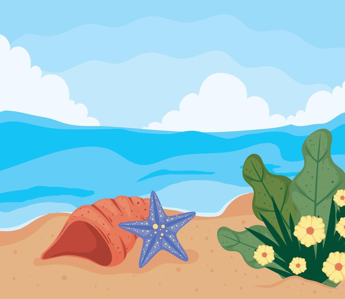 starfish on the beach vector