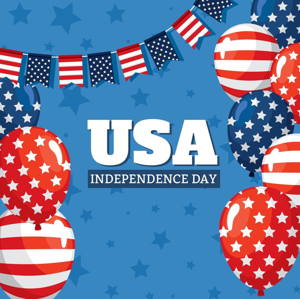 Usa independence day lettering frame vector