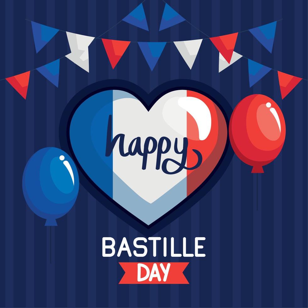 bastille day lettering card vector