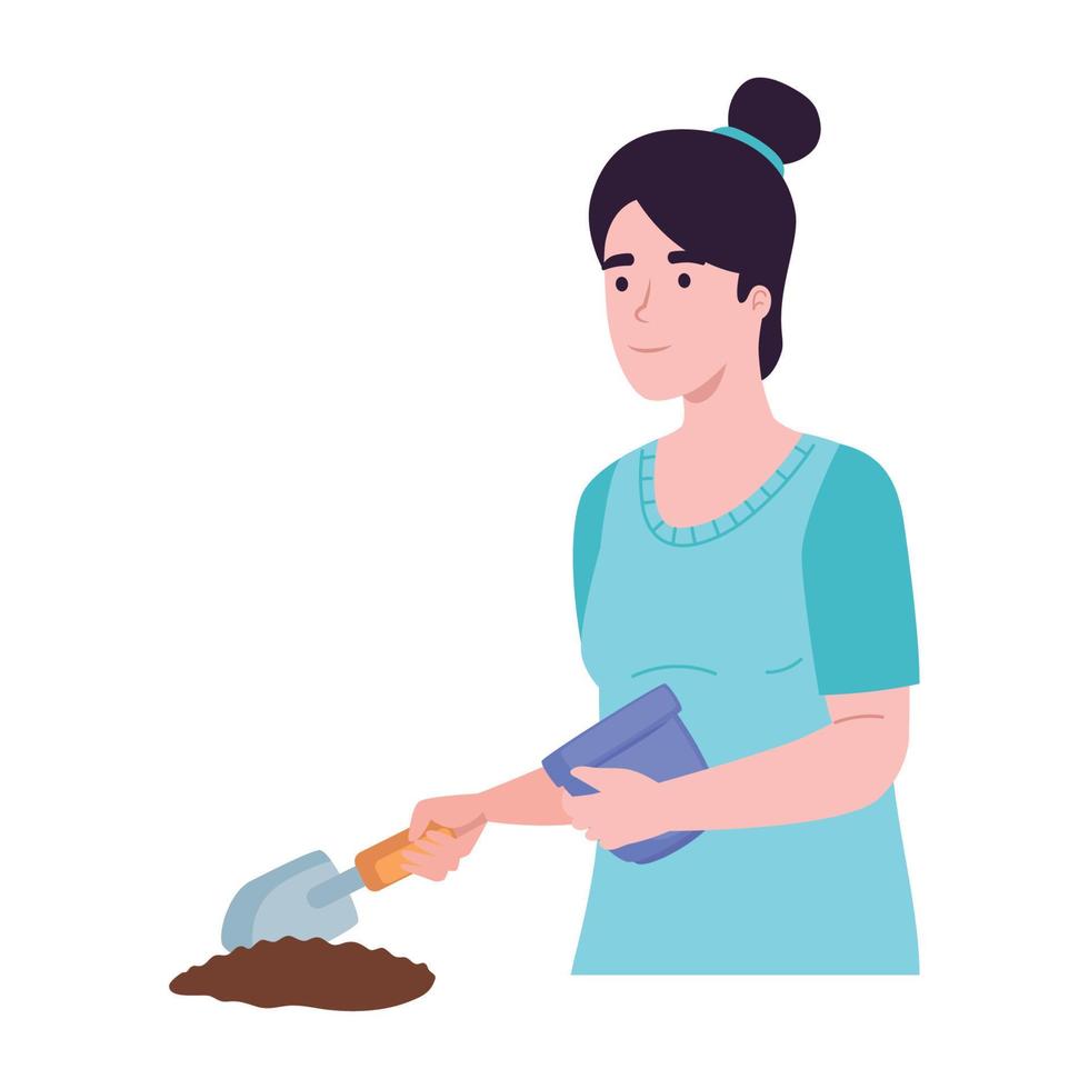 woman gardener with spatule vector