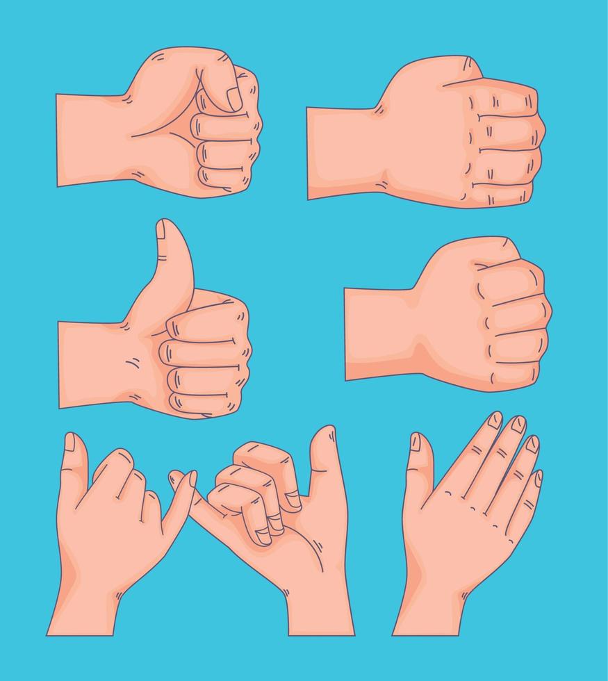 seven hands gesturing vector