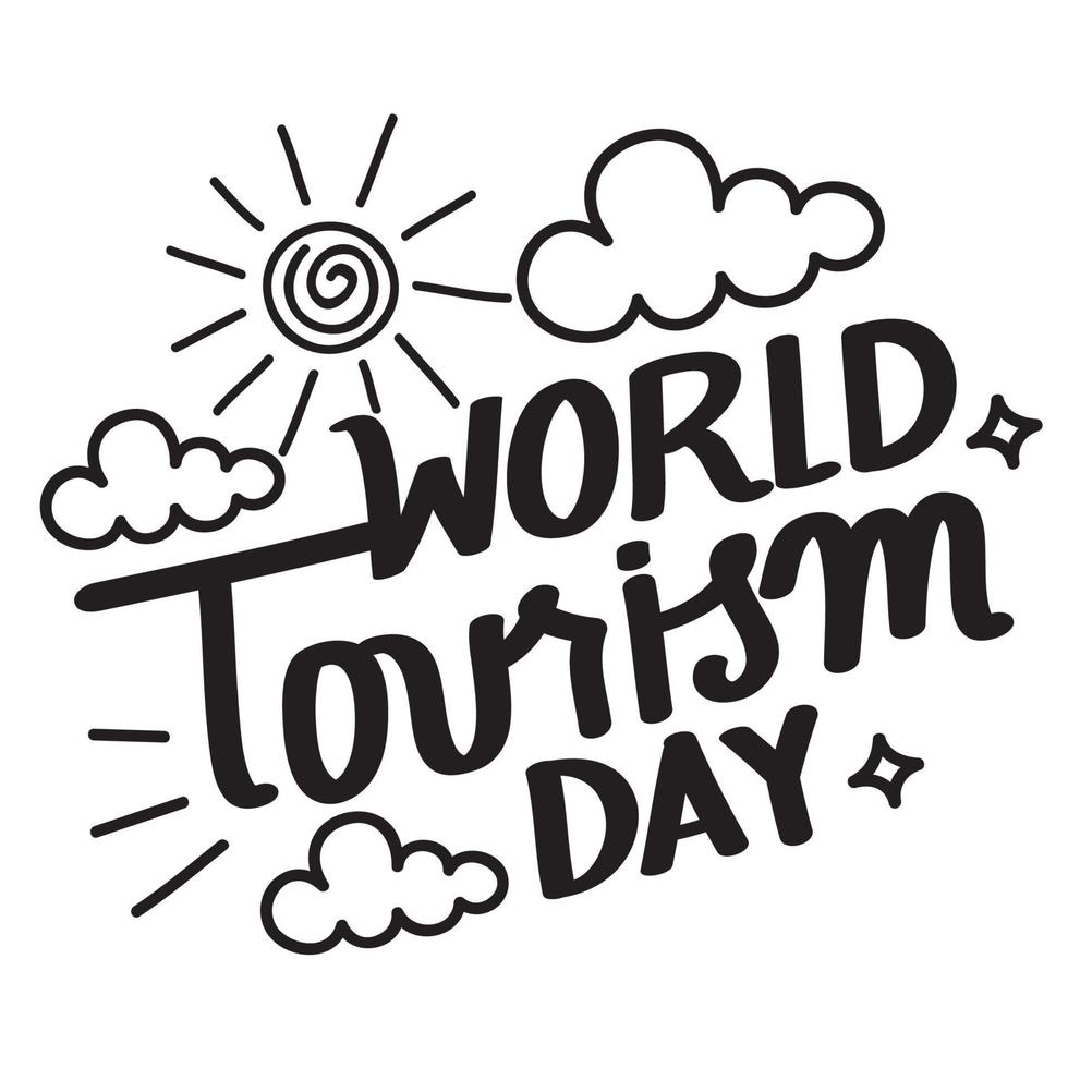 world tourism day lettering vector