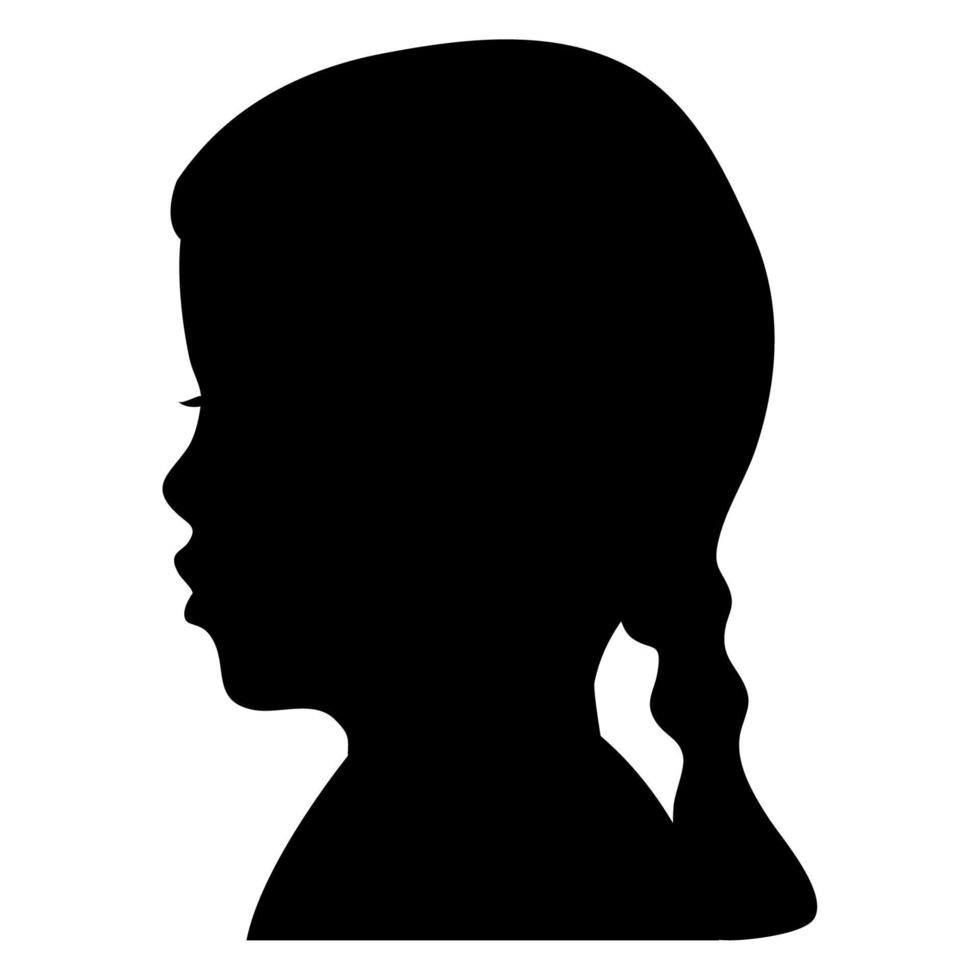 perfil de silueta de niña pequeña vector