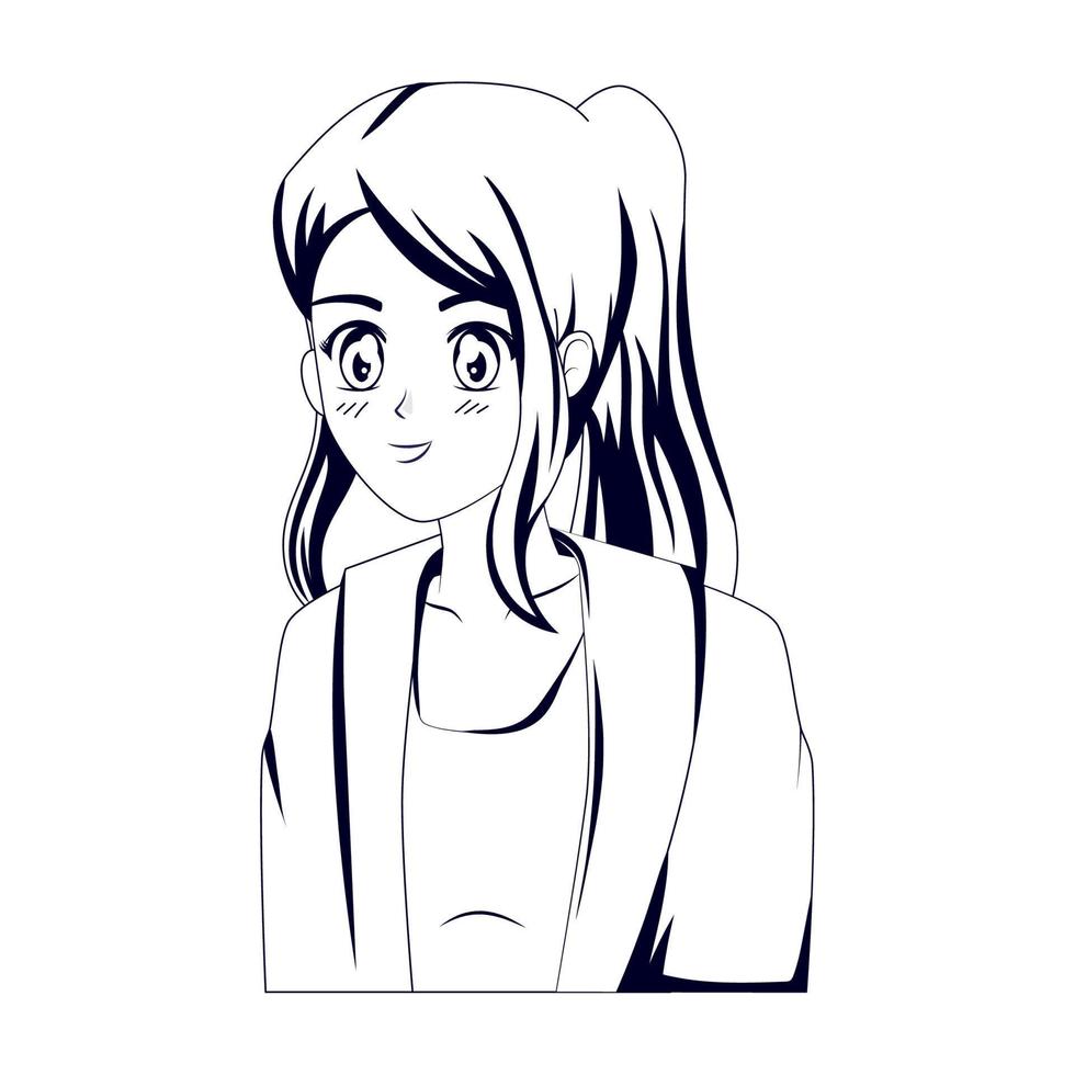 anime girl sketch style vector