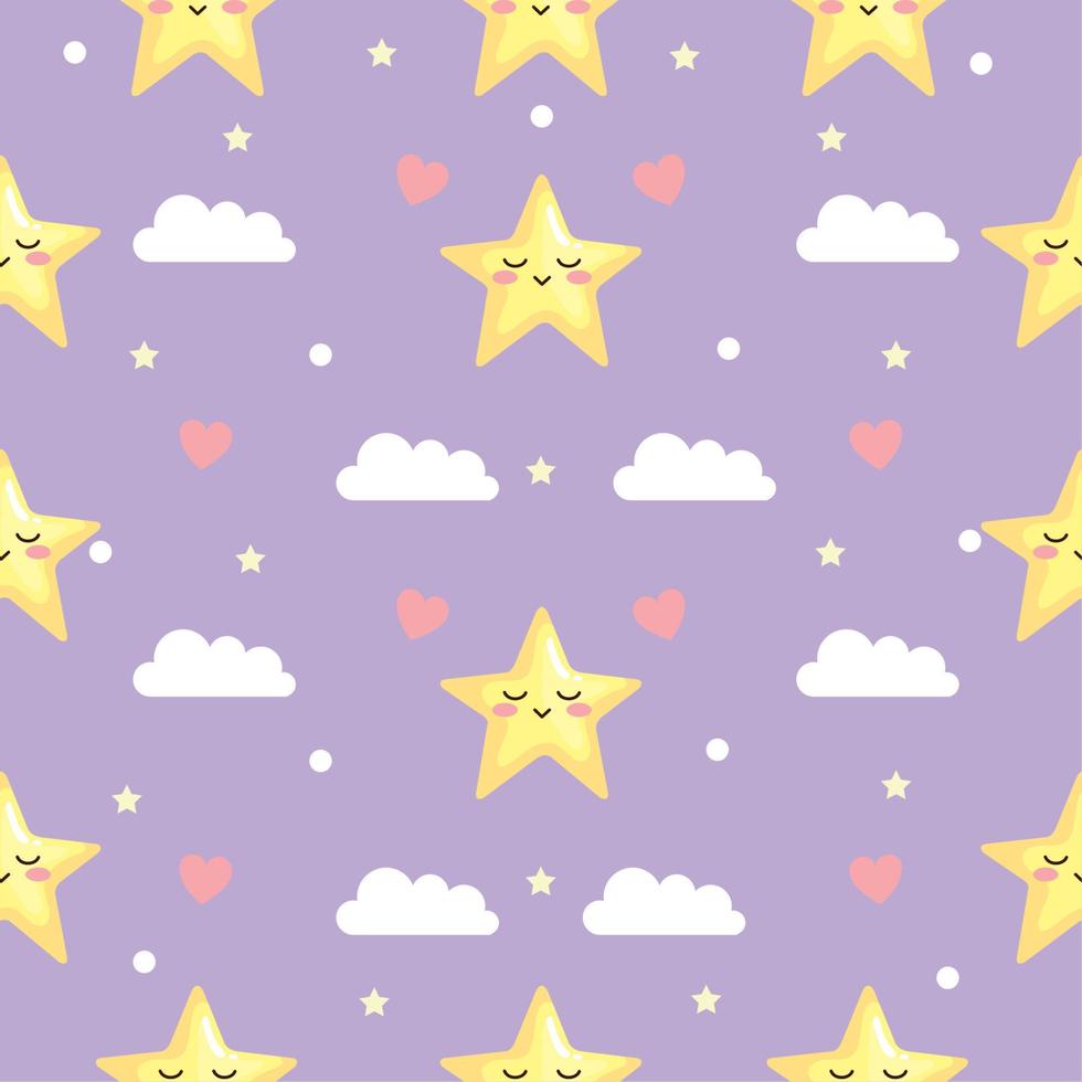 patrón pastel de nubes y estrellas vector