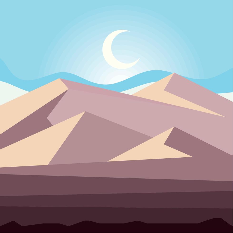 desert and moon landscape vector