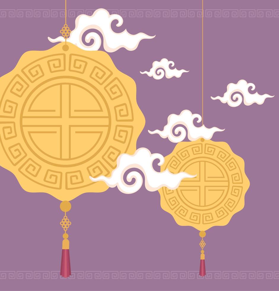 decoraciones del festival de la luna china vector