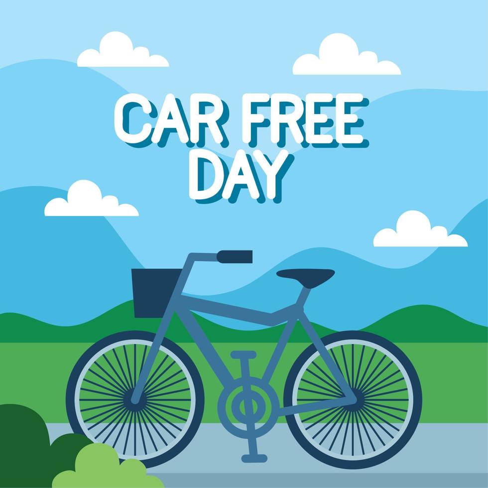 car free day lettering in landscape vector