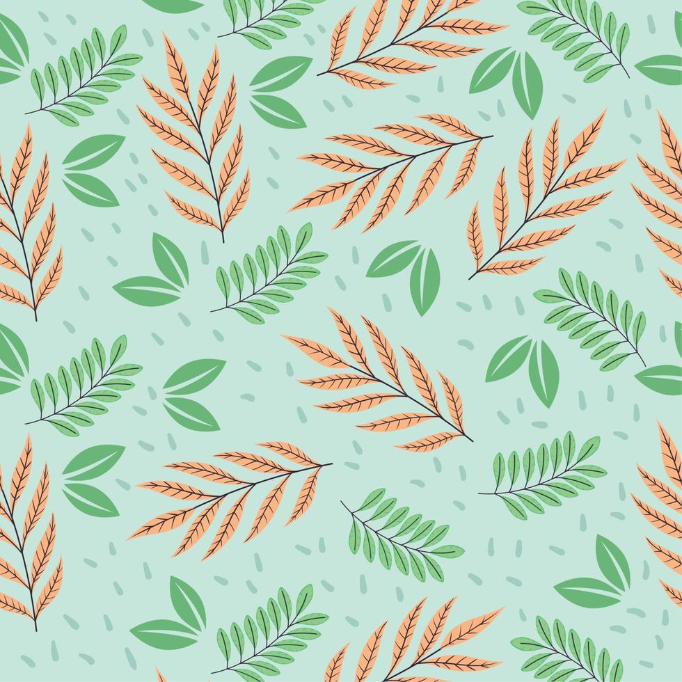 green leafs plants foliage seamless pattern vector