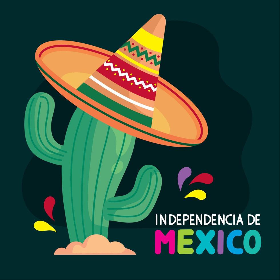 mexico independence lettering card vector