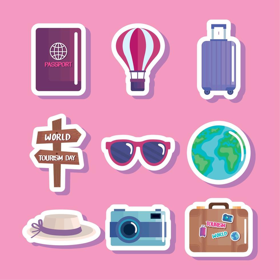 nine tourism day icons vector