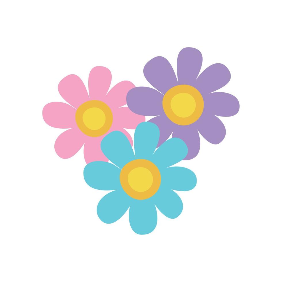 three garden flowers vector