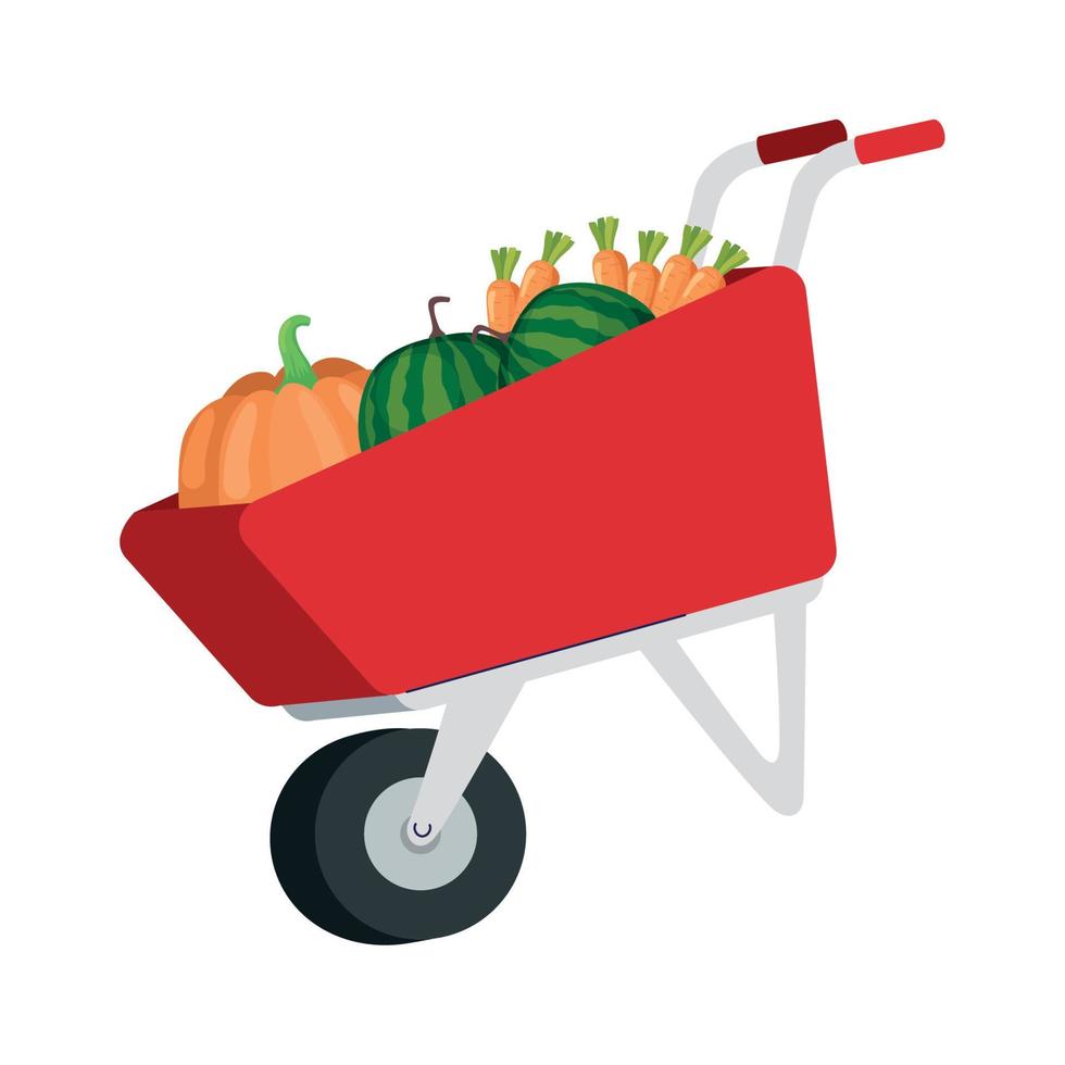 vegetables in wheelbarrow vector