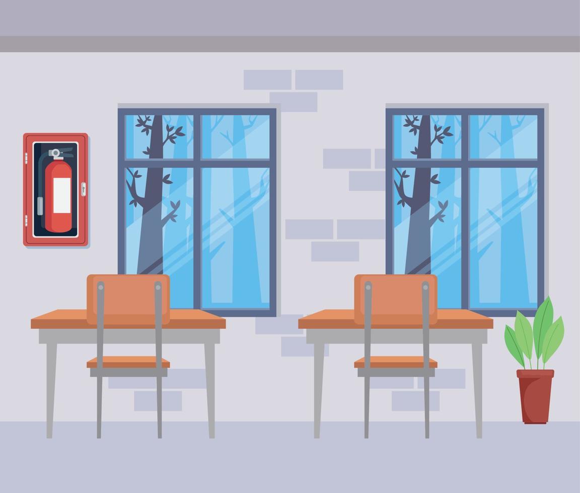 school classroom with desks vector