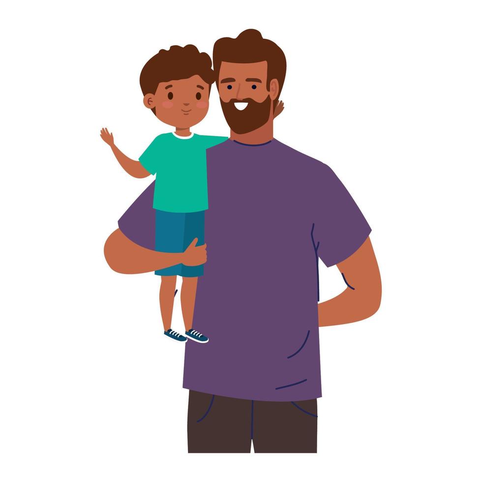 bearded dad with son vector