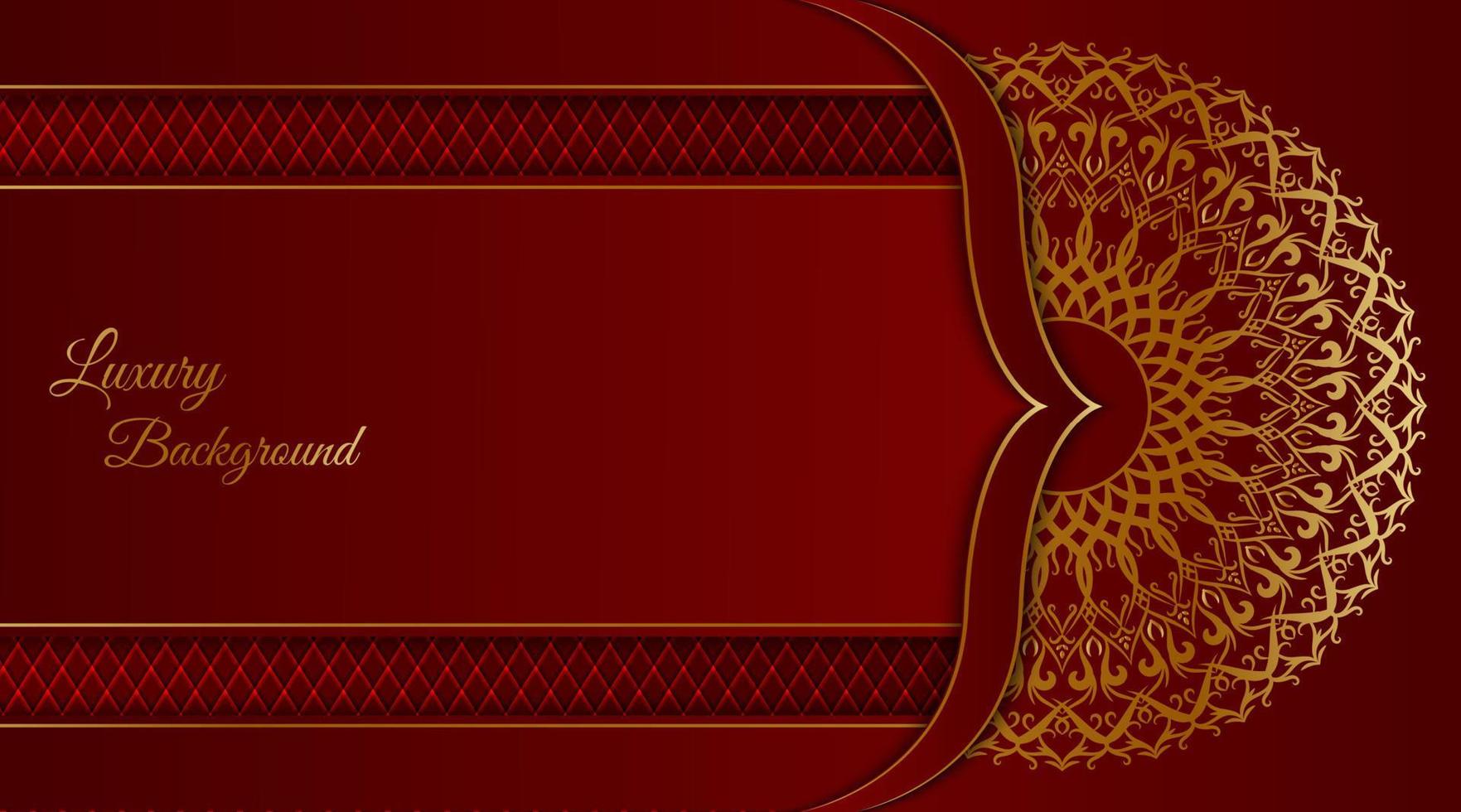 luxury mandala background, red and gold vector