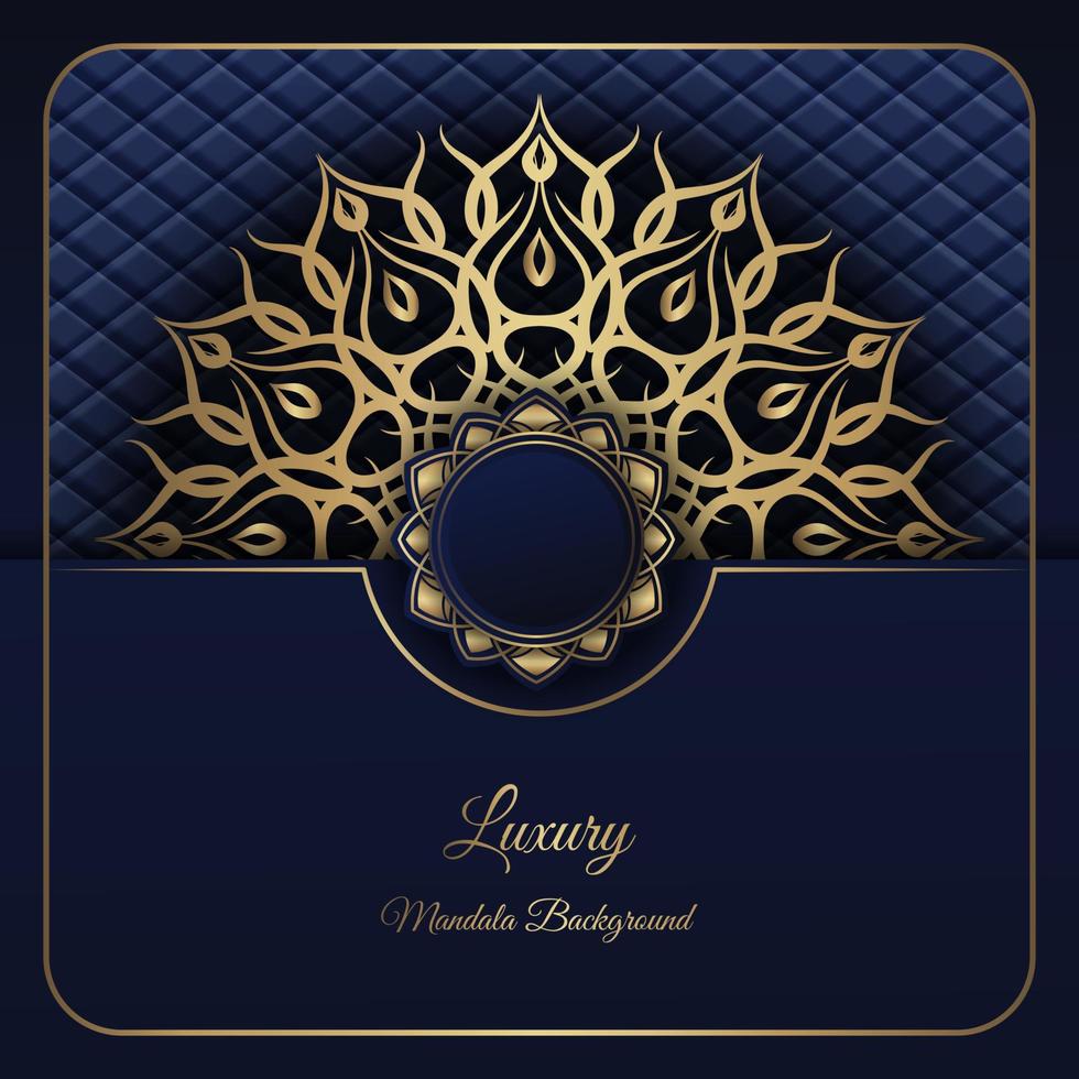 blue luxury background, with gold mandala decoration vector